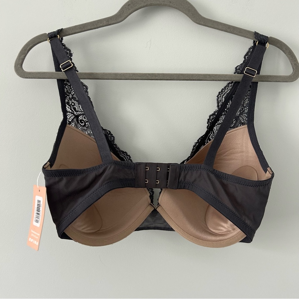 Thirdlove All Day Lace 24/7 Contour Plunge Bra Dark Grey 32F NWT - Picture 2 of 6